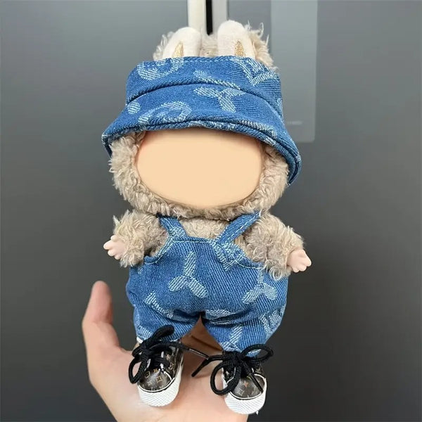 17cm doll clothes in various colors, suspenders and pants suits, DIY doll accessories suitable for Labubu dolls